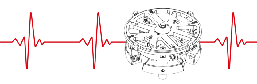 EKG-Linie mit Zeichnung eines Vibrationswendelförderers